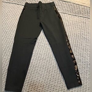 Black SPANX Ponte Pants with Sequin Side Stripes